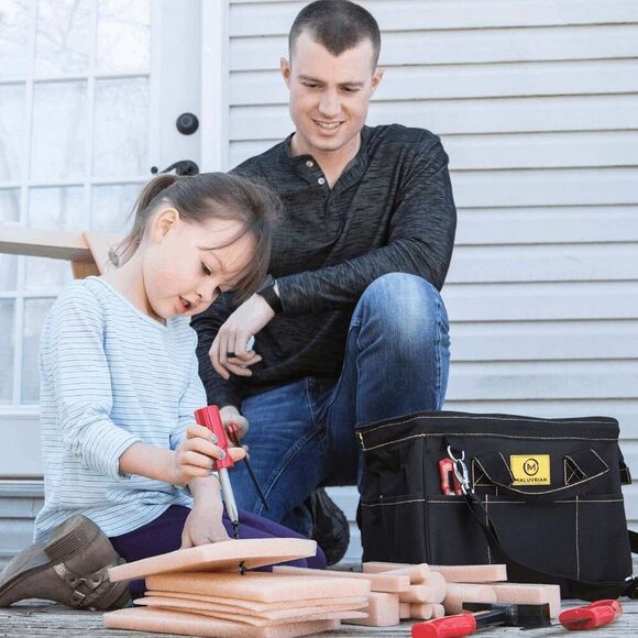 Maluvrian Construction Toys Kids Tool Set Building Kit with Real Tool Bag 90Pcs - Picture 8 of 10